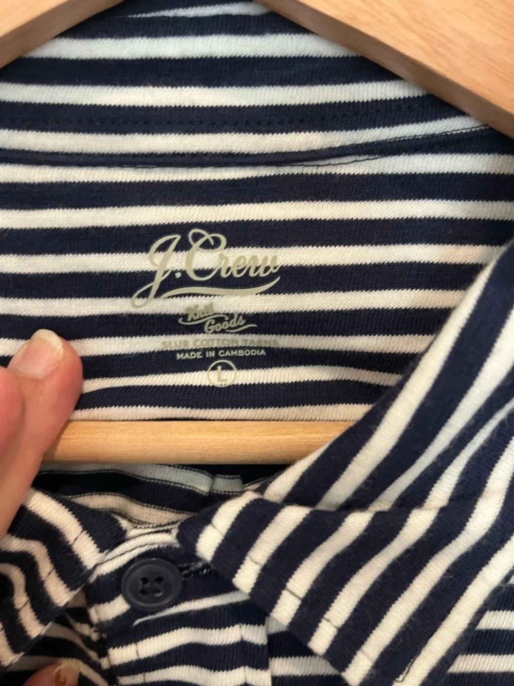 J Crew stripped cotton coastal nautical preppy stretchy office long sleeve shirt